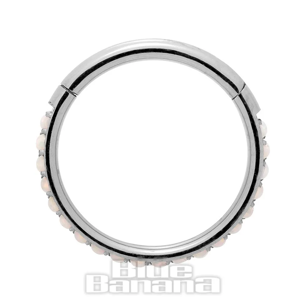 Blue Banana Surgical Steel 1.2mm Hinged Segment Ring (Half Opal)