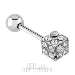 Blue Banana Surgical Steel 1.0mm Dice Tragus Stud (Silver)