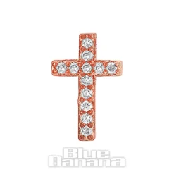 Blue Banana Surgical Steel 1.0mm Crystal Cross Tragus Stud (Gold)