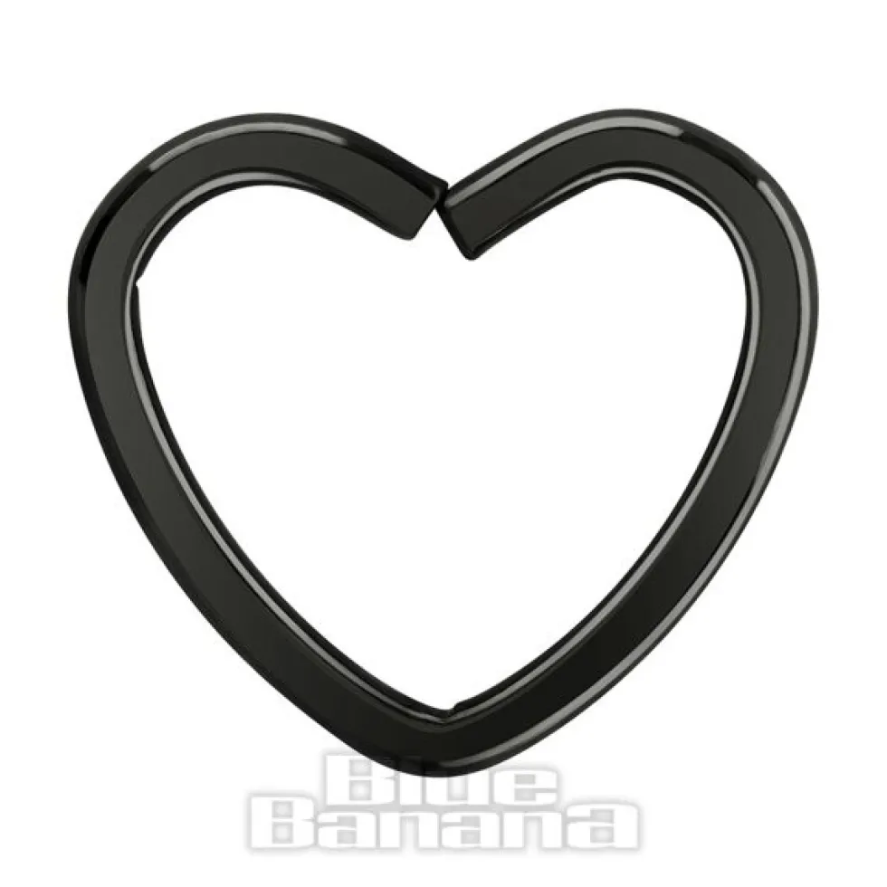 Blue Banana Surgical Steel 1.2mm Daith Heart Ring (Black)