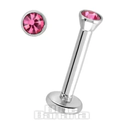 Blue Banana Surgical Steel 1.2mm Internally Threaded Jewelled Labret (Rose)