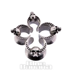 Blue Banana Surgical Steel Skull Saddle Hanger (Silver)