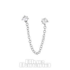 Blue Banana Surgical Steel Small Hearts Ear Chain (Silver)