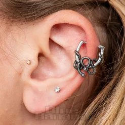 Blue Banana Surgical Steel Snake On Horseshoe Ear Clicker (Silver)