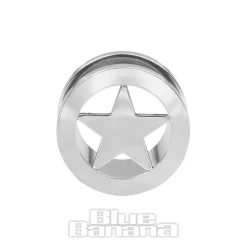 Blue Banana Surgical Steel Star Ear Tunnel 6-14mm (Silver)