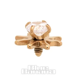 Blue Banana Surgical Steel Sun Dermal Top (Gold/Crystal)