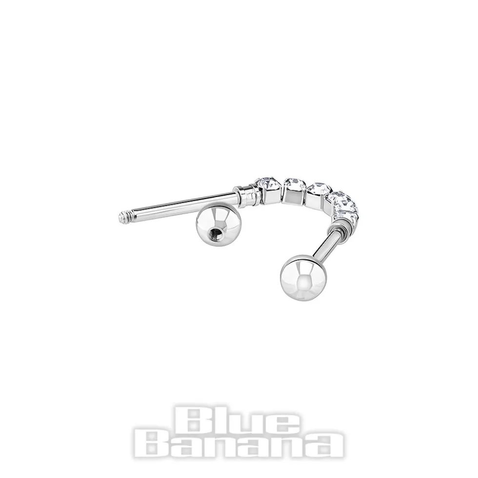 Blue Banana Surgical Steel 1.2x38mm Zirconia Link Industrial (Crystal)