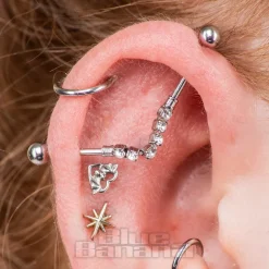 Blue Banana Surgical Steel 1.2x38mm Zirconia Link Industrial (Crystal)
