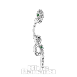Blue Banana Surgical Steel 1.6x10mm Zirconia Infinity Snake Navel Bar (Crystal)