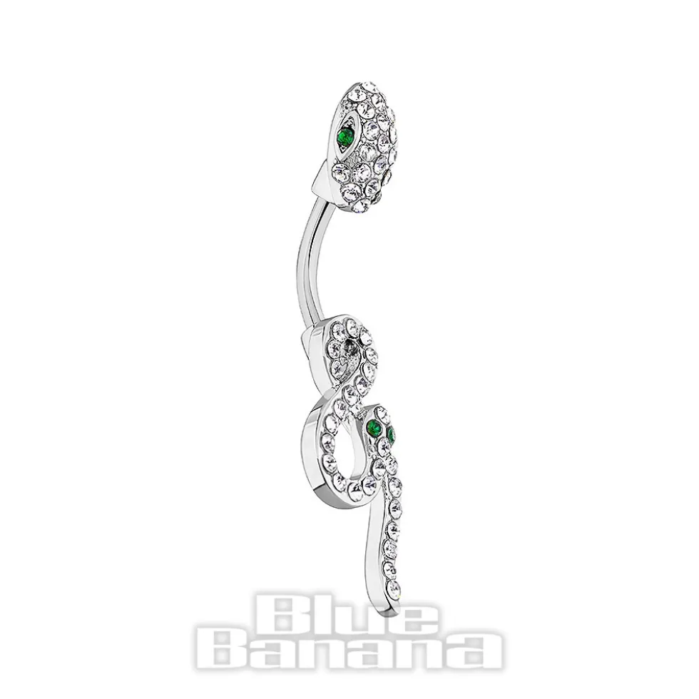 Blue Banana Surgical Steel 1.6x10mm Zirconia Infinity Snake Navel Bar (Crystal)