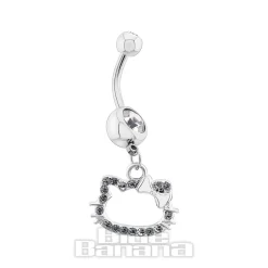 Blue Banana Surgical Steel 1.6x10mm Zirconia Kitty Navel Bar (Crystal)