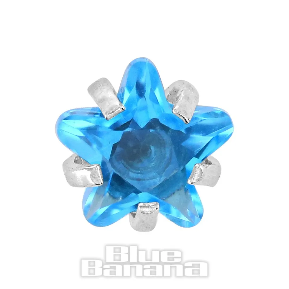 Blue Banana Surgical Steel 1.2 x 6mm Jewel Star Tragus Bar (Aqua)