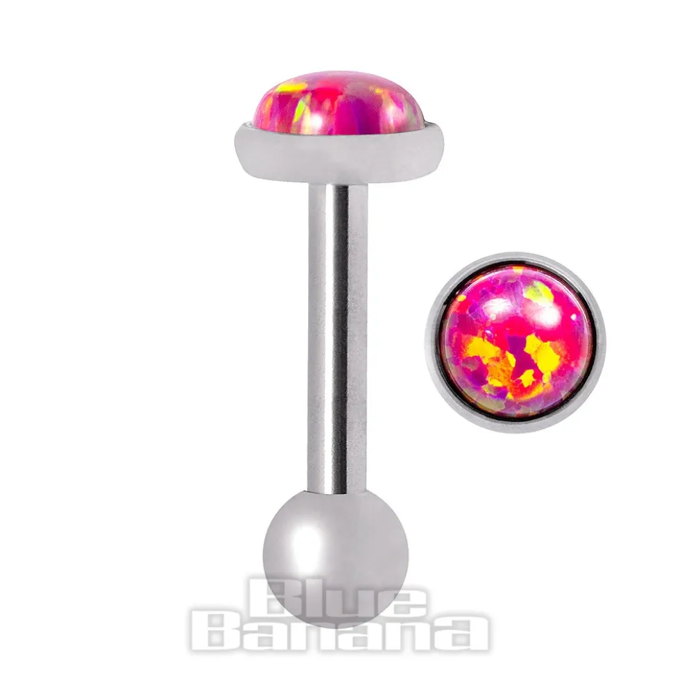 Blue Banana Synthetic Opal 1.2 x 6mm Tragus Bar (4mm Pink/Purple)