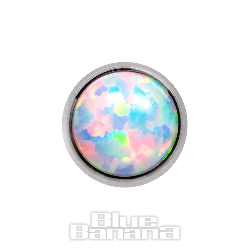 Blue Banana Synthetic Opal 1.2 x 6mm Tragus Bar (4mm White)