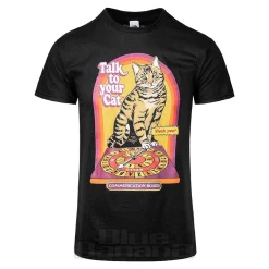 Blue Banana Talk To Your Cat T-Shirt (Black)