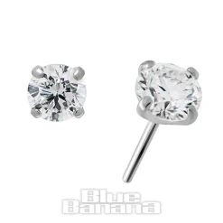 Blue Banana Titanium Lab Diamond 3mm Threadless Top (Silver)