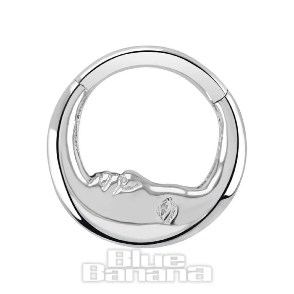 Blue Banana Titanium 1.2 X 8mm Hinged Segment Ring Moon (Silver)