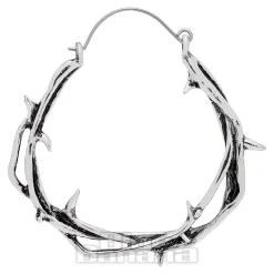 Blue Banana Tree Branch Thorns Plug Hoop Earrings (Silver)