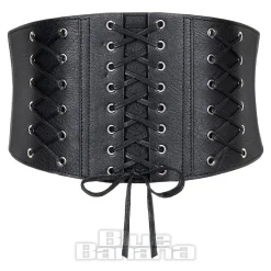 Blue Banana Triple Laces Wide Waist Belt (Black)