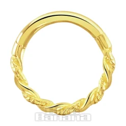 Blue Banana Twist 14K Gold 1.2 x 8mm Hinged Segment Ring (Gold)