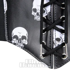 Blue Banana Wide Waist Skull Print Belt (Black)