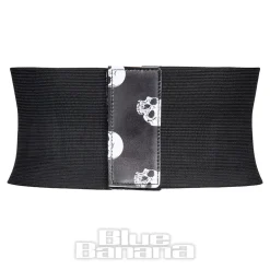 Blue Banana Wide Waist Skull Print Belt (Black)