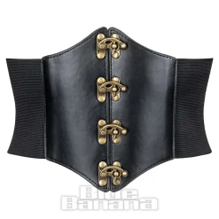 Blue Banana Wide Waist Twist Clasp Belt (Black)