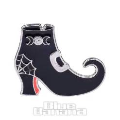 Blue Banana Witches Boot Pin Badge (Black)