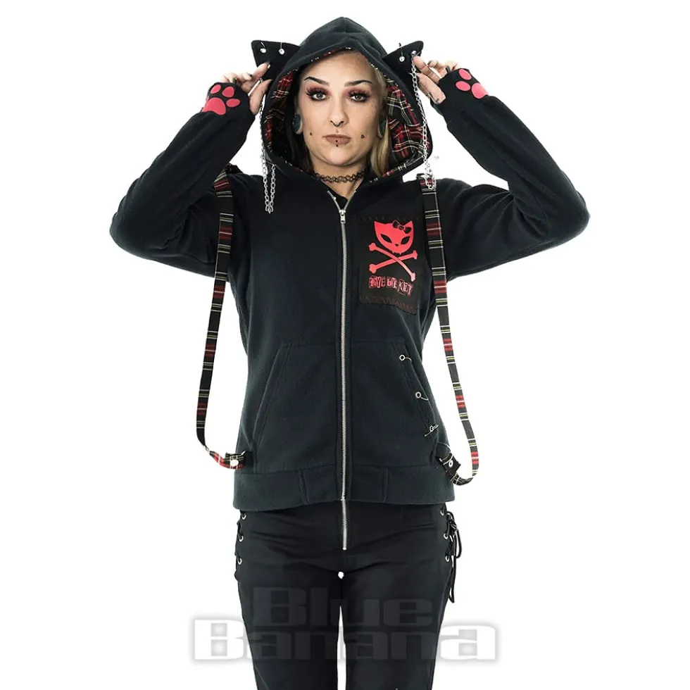 Bye Bye Kitty Trinity Zip Hoodie (Black)
