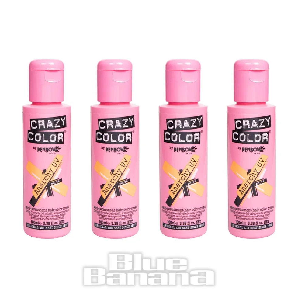 Crazy Color Semi-Permanent Hair Dye 4 Pack 100ml (Anarchy UV)