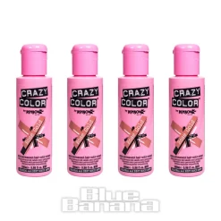 Crazy Color Semi-Permanent Hair Dye 4 Pack 100ml (Rose Gold)