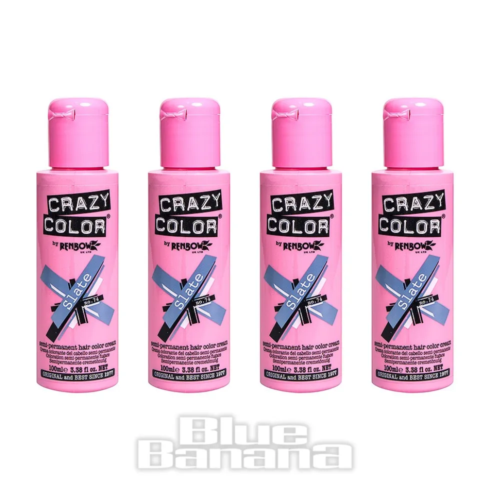 Crazy Color Semi-Permanent Hair Dye 4 Pack 100ml (Slate)