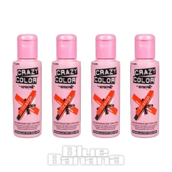 Crazy Color Semi-Permanent Hair Dye 4 Pack 100ml (Orange)