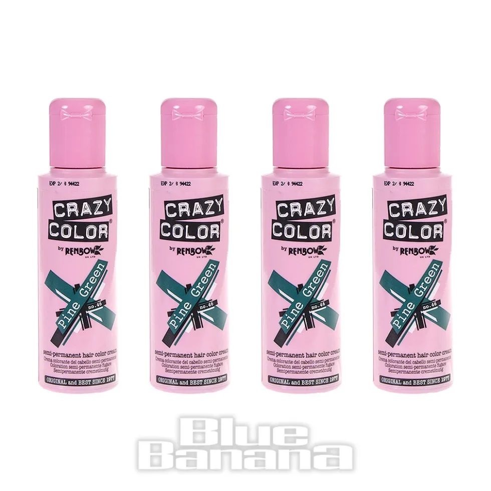 Crazy Color Semi-Permanent Hair Dye 4 Pack 100ml (Pine Green)