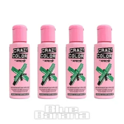 Crazy Color Semi-Permanent Hair Dye 4 Pack 100ml (Emerald Green)