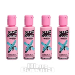 Crazy Color Semi-Permanent Hair Dye 4 Pack 100ml (Bubblegum Blue)