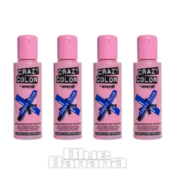 Crazy Color Semi-Permanent Hair Dye 4 Pack 100ml (Capri Blue)