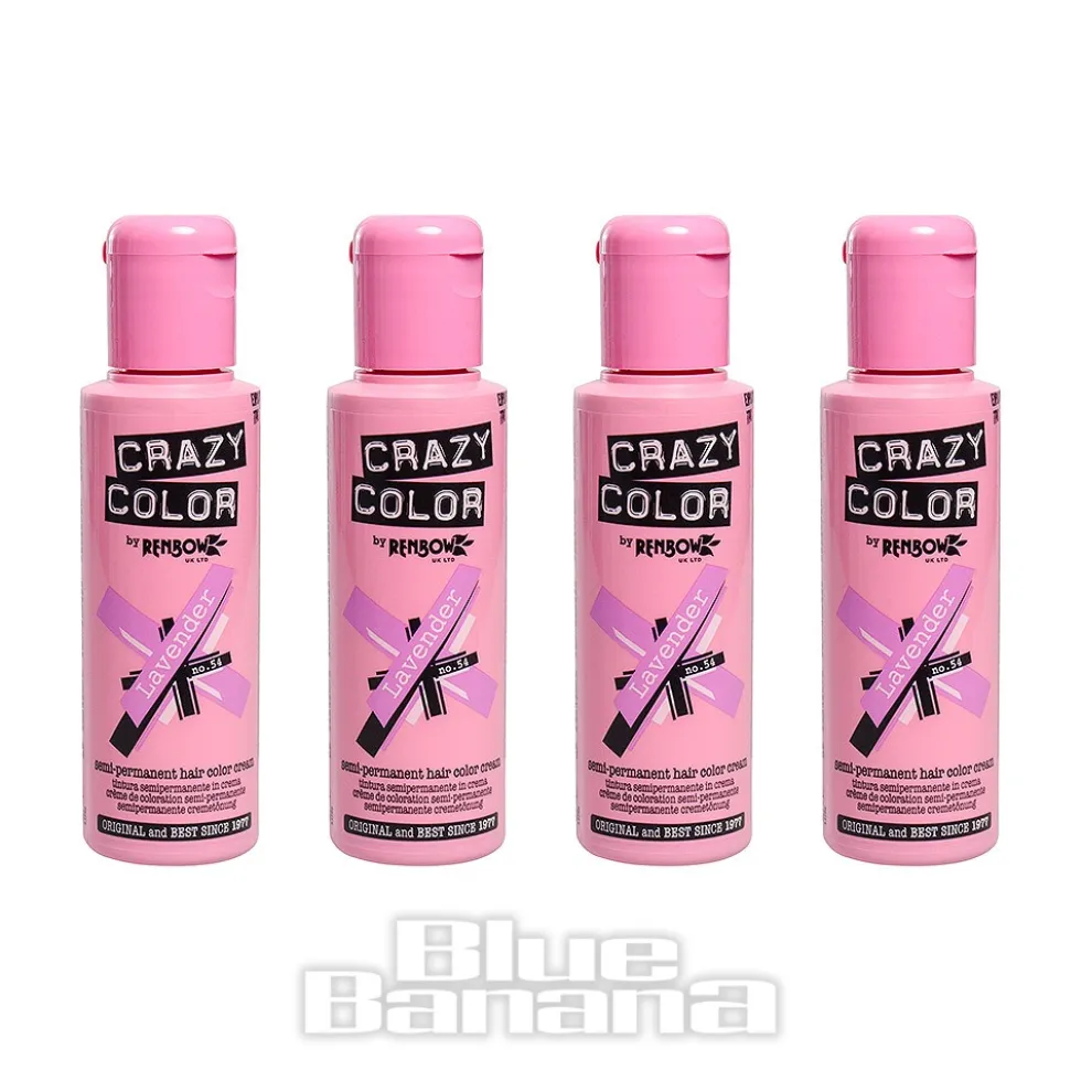 Crazy Color Semi-Permanent Hair Dye 4 Pack 100ml (Lavender)