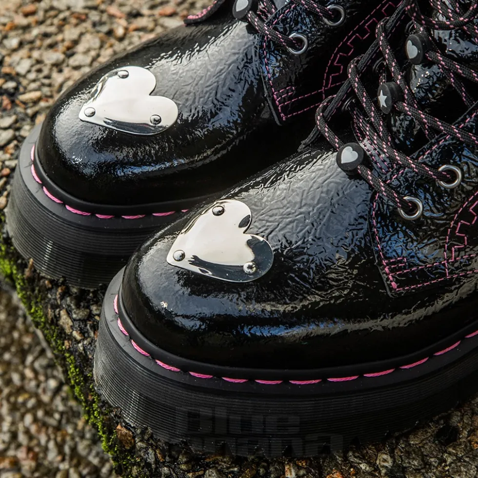Dr Martens Jadon Patent Platform Boot (Black/Pink)