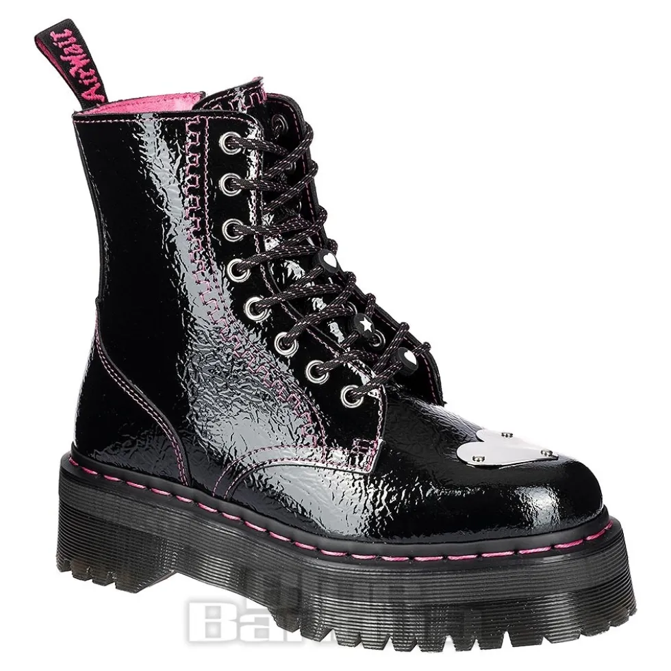 Dr Martens Jadon Patent Platform Boot (Black/Pink)