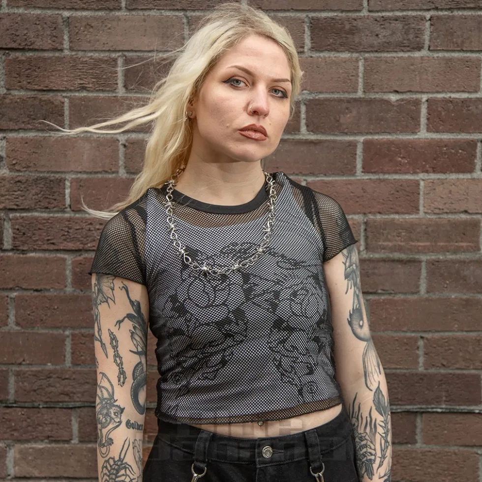 Ed Hardy Climbing Rose Mesh T-Shirt (White/Black)