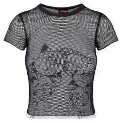 Ed Hardy Climbing Rose Mesh T-Shirt (White/Black)