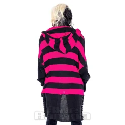 Heartless Willa Striped Cardigan (Black/Pink)