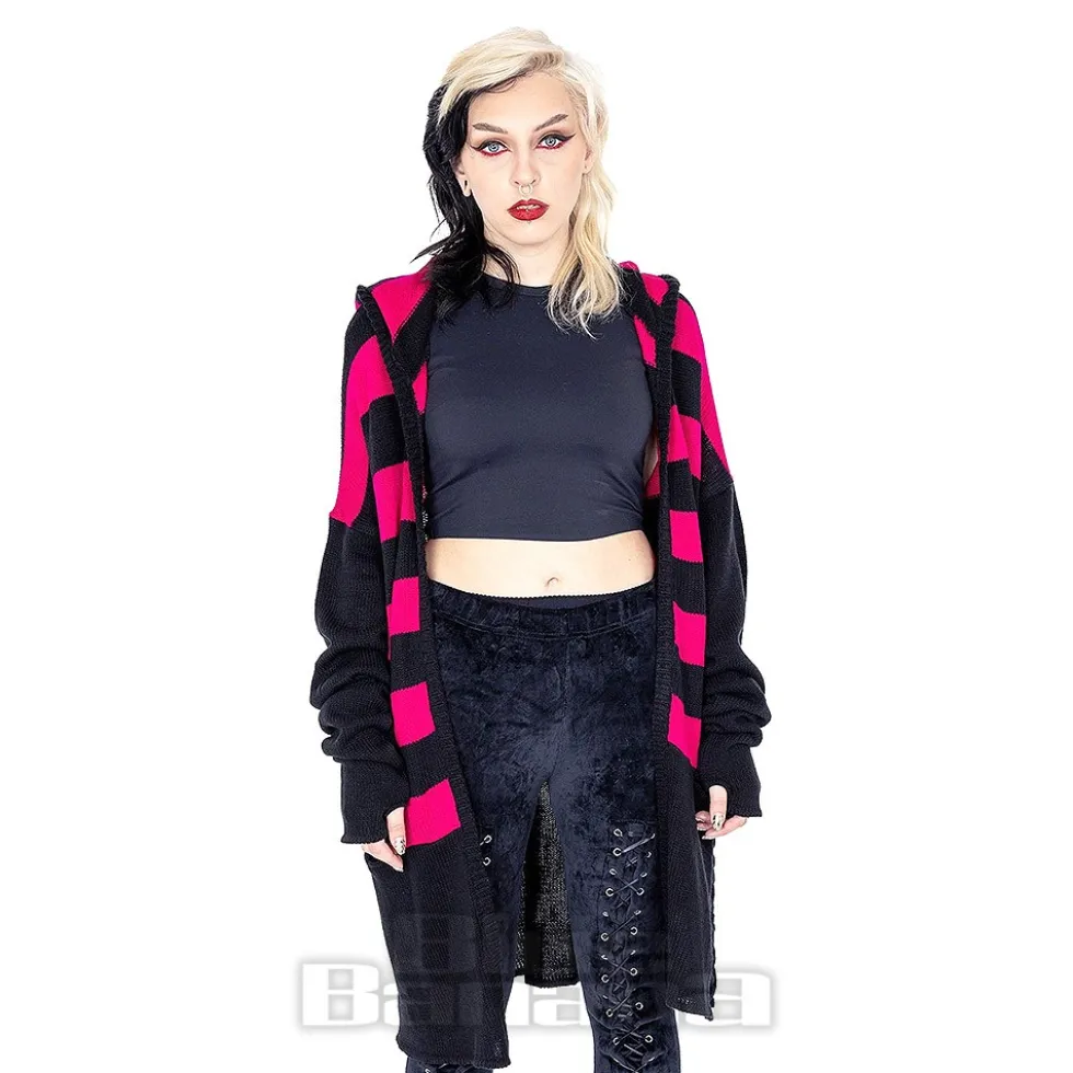 Heartless Willa Striped Cardigan (Black/Pink)