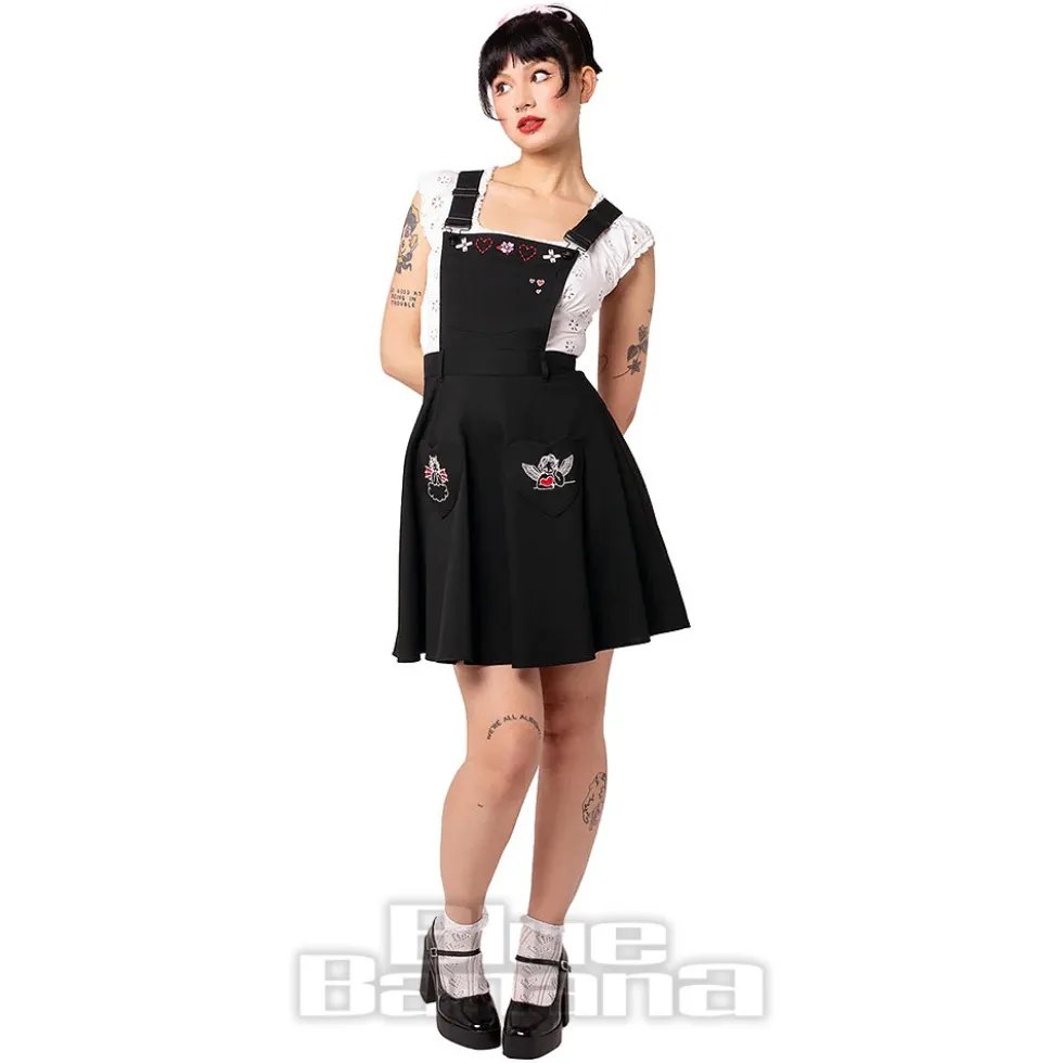 Hell Bunny Cupid Pinafore Dress (Black)