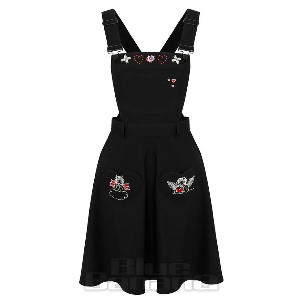 Hell Bunny Cupid Pinafore Dress (Black)