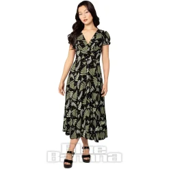 Hell Bunny Gaia Midi Dress (Black/Green)