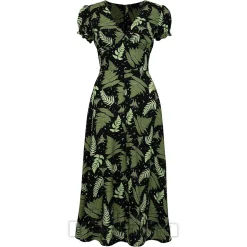 Hell Bunny Gaia Midi Dress (Black/Green)
