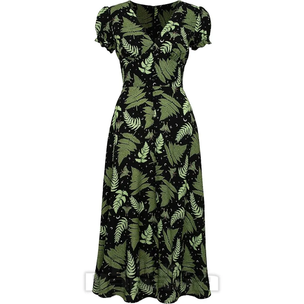 Hell Bunny Gaia Midi Dress (Black/Green)