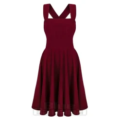 Hell Bunny Patti Pinafore Dress (Burgundy)